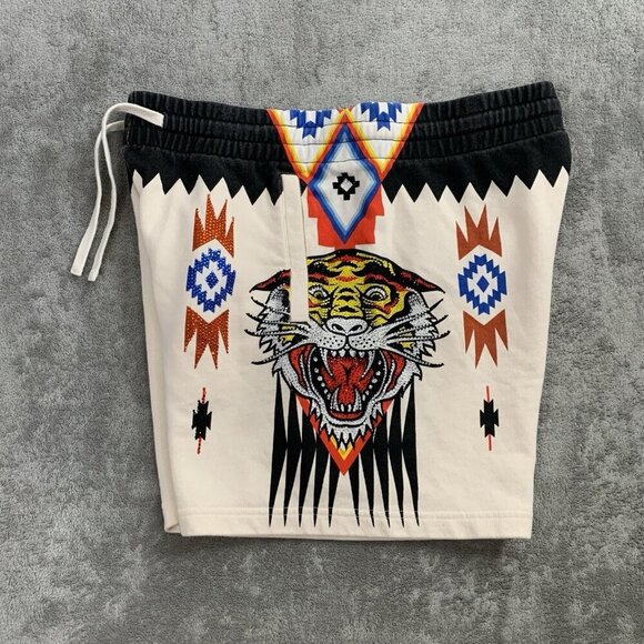 Cruel Play Ed Hardy Sweat Shorts Womens Medium Lion Rhinestones Aztec Tribal 5” - Picture 1 of 12